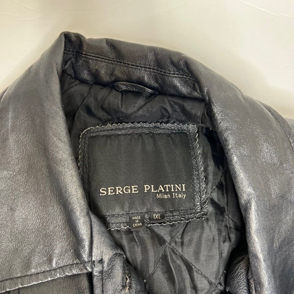 Vintage Serge Platini Leather Jacket Size 1X Milan Italy - Picture 4 of 7